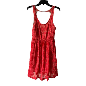 Audrey coral Lace open back sleeveless tank top scoop neck sundress